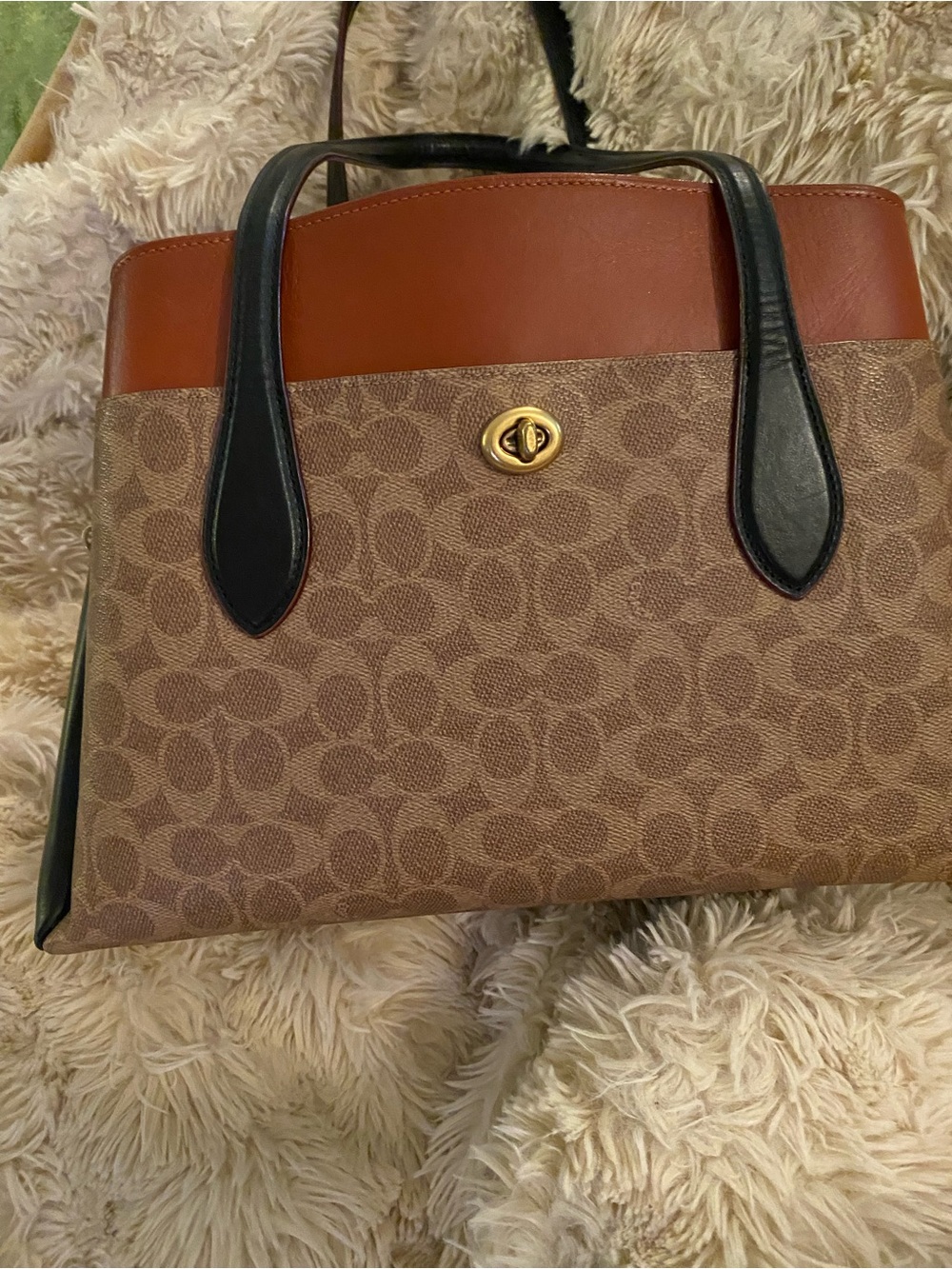 EUC!!! Coach Colorblock Signature Tote — Brown/Tan/Black